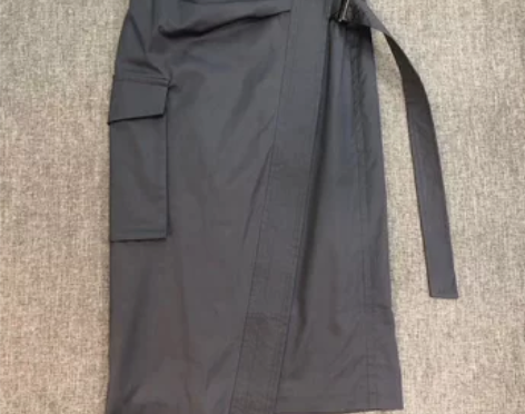 ?中性风半裙 气质款 o家 棉质贴袋烟灰色...