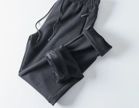 秋冬款加绒保暖运动裤男士松紧腰修身小直筒休...