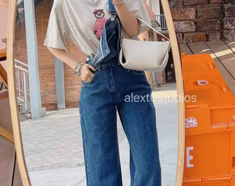 ?牛仔很忙～复古减龄洋气百搭深蓝色显瘦直筒...