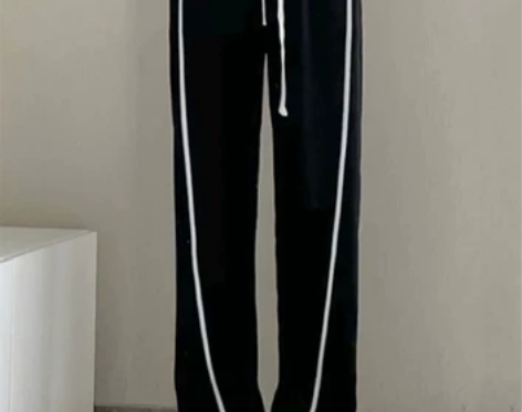 大码黑色休闲裤女春季新款胖mm显瘦垂感直筒...