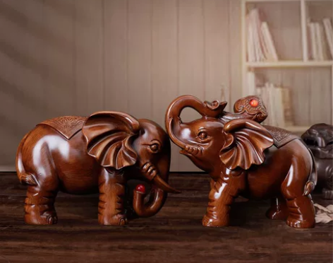 木雕大象摆件礼品客厅装饰品黑檀手工实木雕刻...