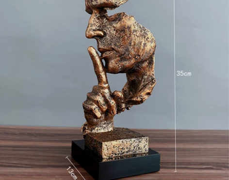 沉默是金 抽象工艺品创意北欧雕塑摆件复古办...