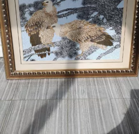 欧式复古简约客厅沙发背景刺绣挂画80*60...