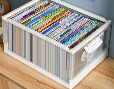 星优可折叠书籍收纳箱家用透明储物箱学生装书...