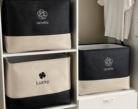 小香风家用衣物收纳筐布艺带束口超大号衣柜收...