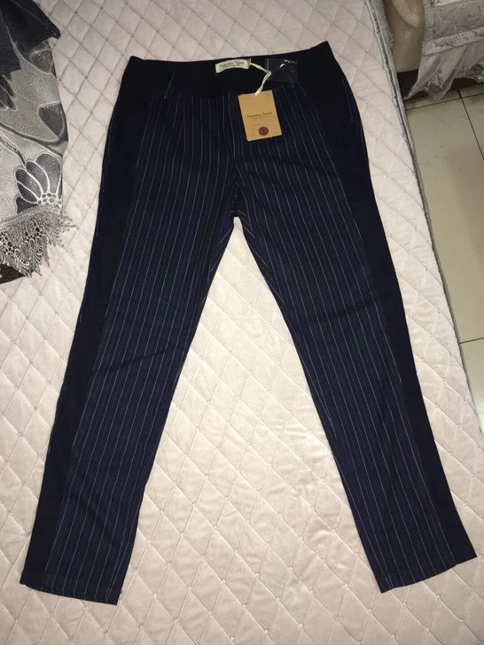 全新条纹休闲西裤女