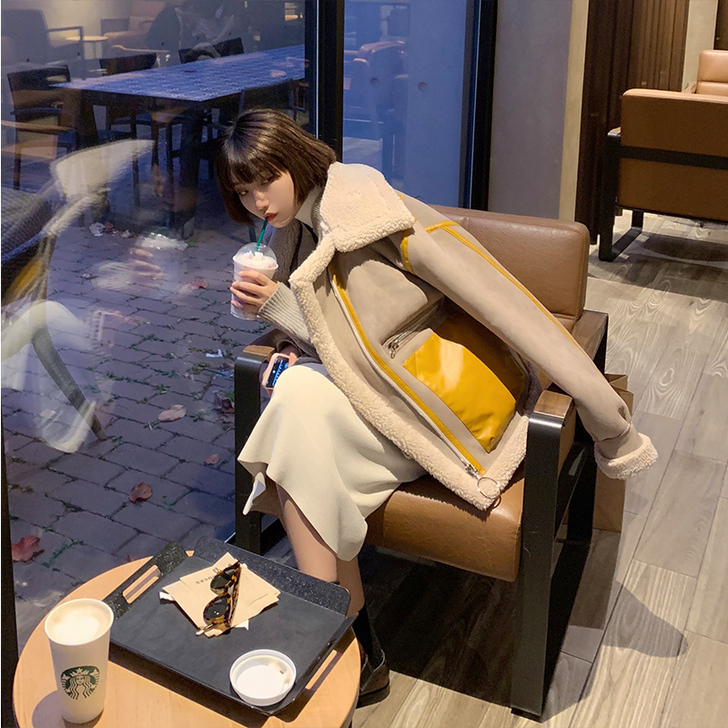 K1mG chic羊羔毛皮毛一体外套女冬圈...