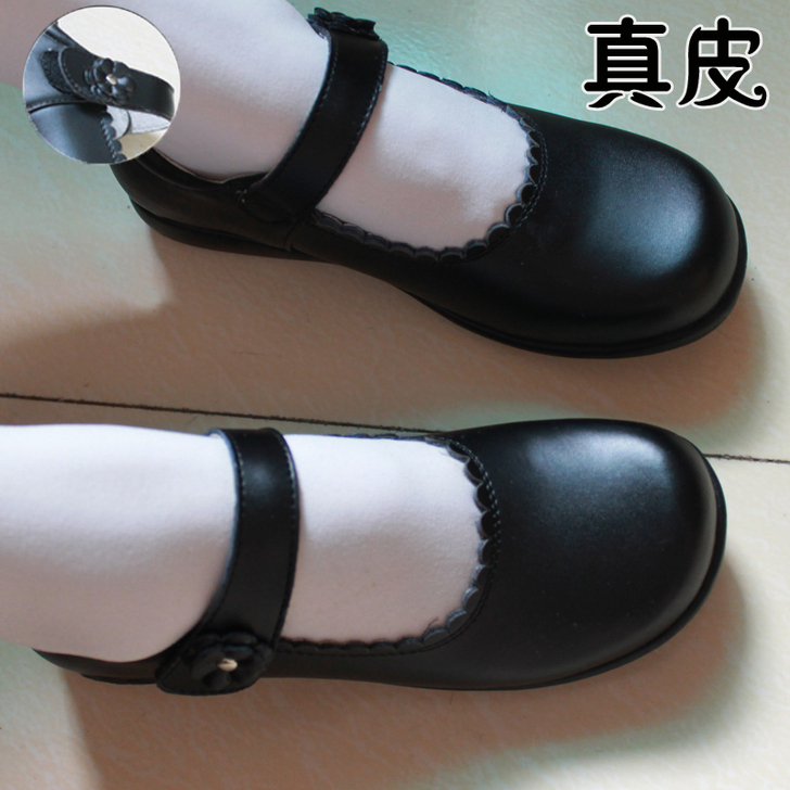 日系真皮圆头花边lolita女仆萝莉娃娃鞋...