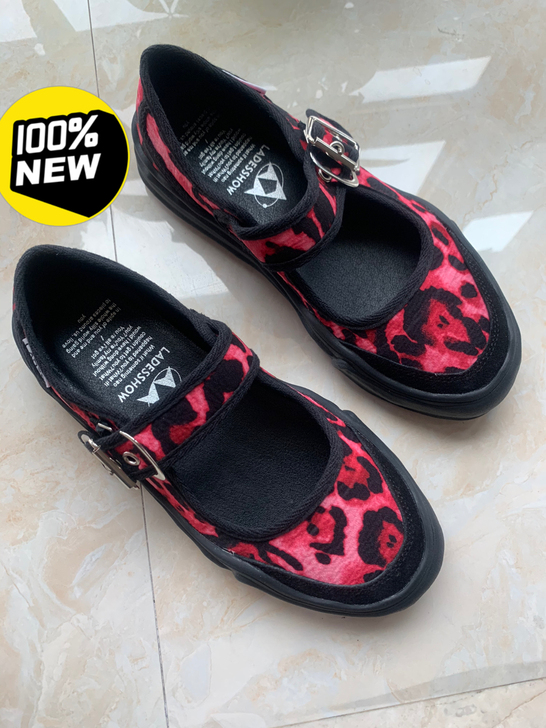 真皮拼接布 ，38码 。中空玛丽珍鞋