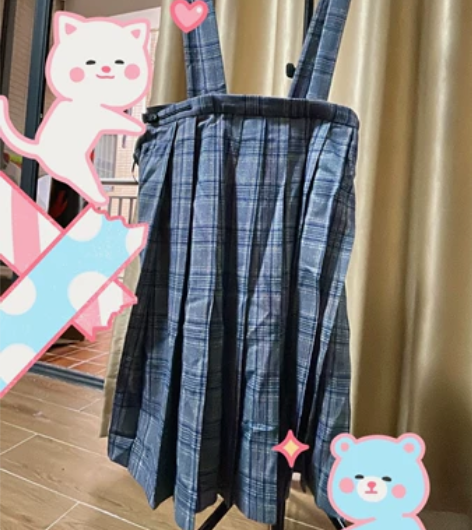 春秋 长款 背带 jk群 纹格 只穿过一次...