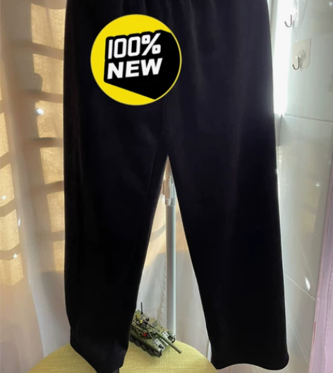 全新细条纹加绒保暖雪尼尔阔腿裤高垂感M码(...