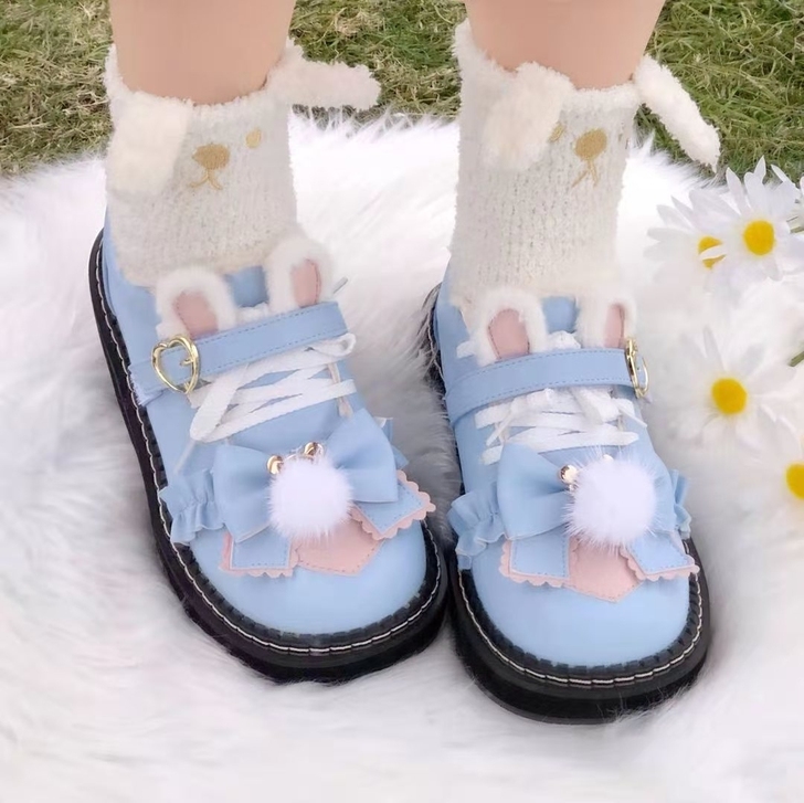 柔软宝藏兔呦熊lolita鞋秋冬加绒lo鞋...