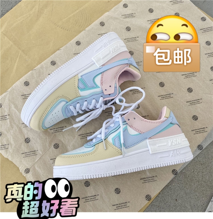 软妹甜美复古运动鞋韩版少女心马卡龙板鞋韩国...