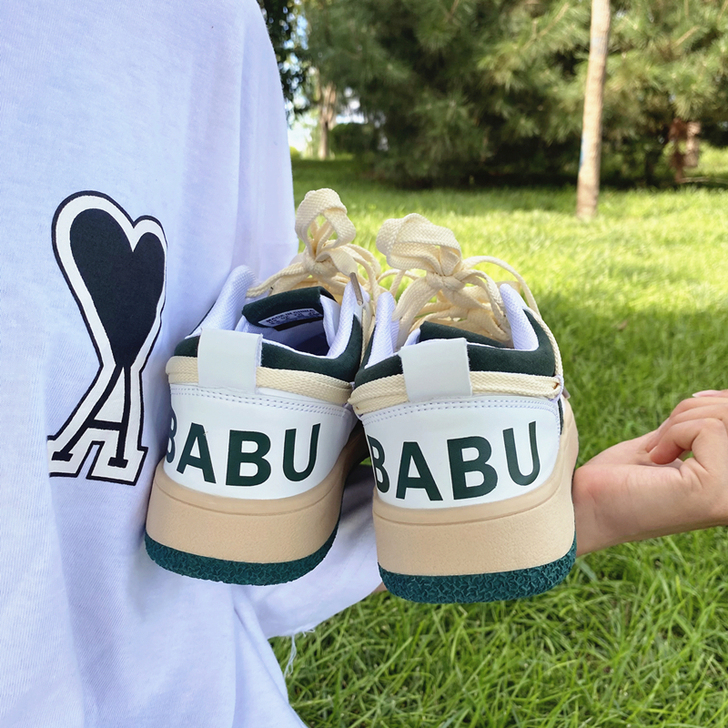 日系chic复古德训鞋女街拍小众拼色休闲小...