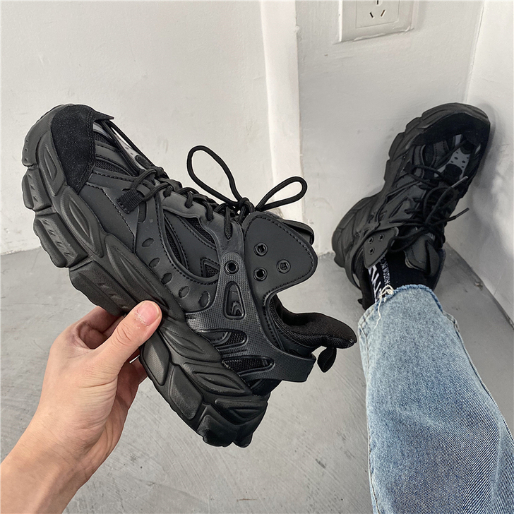 老爹鞋男ins黑武士学生复古百搭运动鞋男暗...