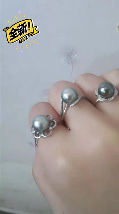 愿相机拍摄天然海水大溪地珍珠s925纯银戒...