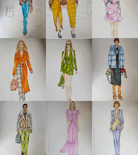 服装效果图手绘 本人练习的一些画稿，都是现...