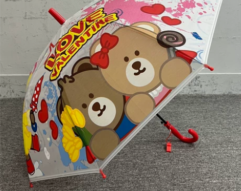可爱卡通泰迪熊POE塑料磨砂长柄自动纤维防...