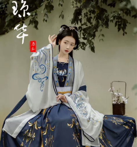 千韵岗琼华汉服女春夏正品原创古装中国风齐腰...