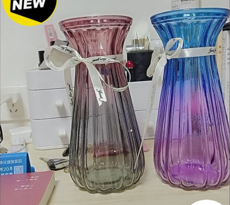 【买一送一】欧式玻璃花瓶加厚客厅插花摆件培...