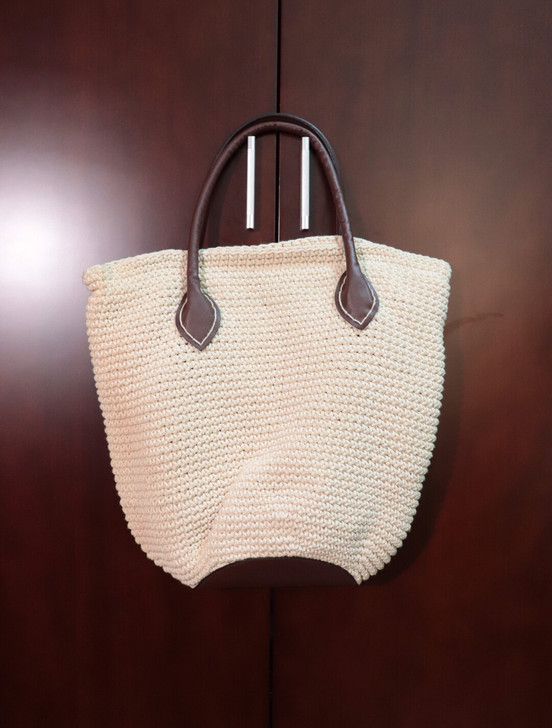 9成新 麻编草编大容量田园度假风手提单肩桶包