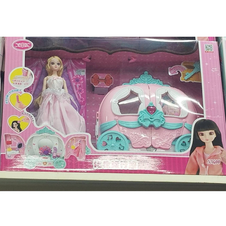 包邮可可小姐化妆旅行箱南瓜车女孩娃娃过家家...