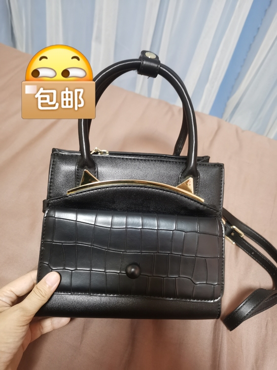 黑色猫耳朵单肩包