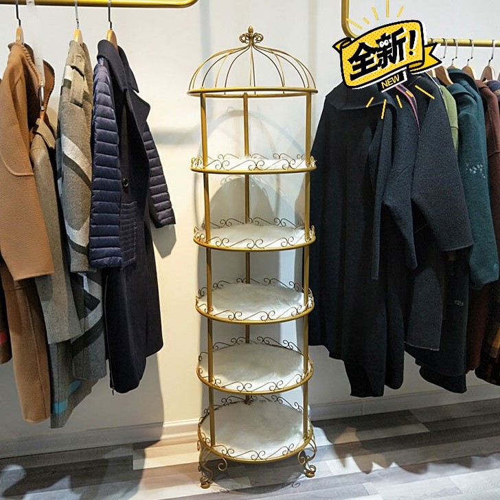 尾单处理!金色鸟笼置物架5层 橱窗分层鞋包...