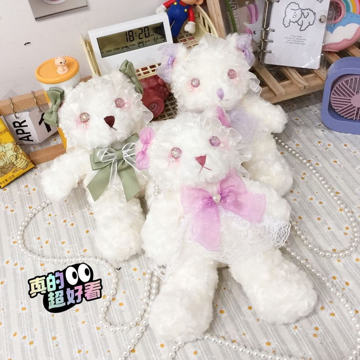 超萌可爱蕾丝小熊毛绒包包夏季新款日系少女J...