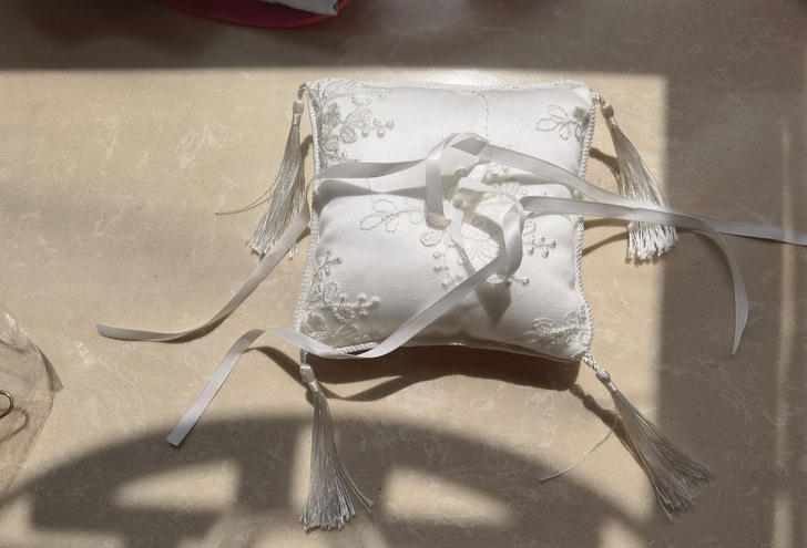 【全新】流苏蕾丝刺绣戒枕 婚礼静物拍摄戒指...