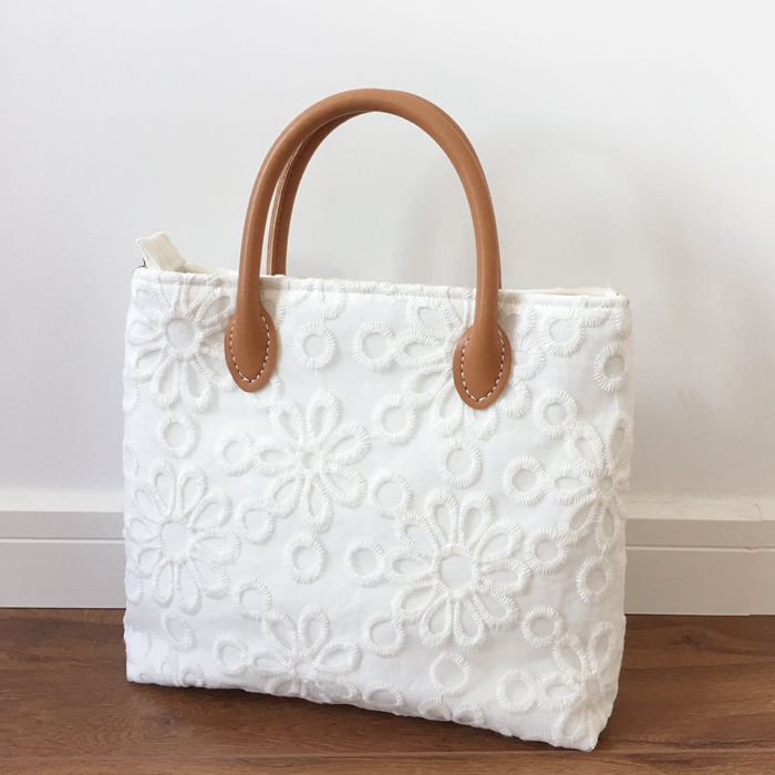 鹿一之 皮质小手提包 原创文艺蕾丝 春夏手...