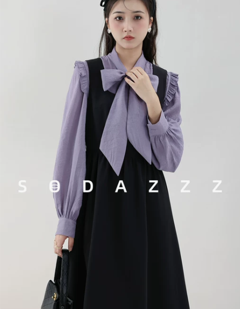 张汽水2022秋冬新款裙法式赫本风小个子显...