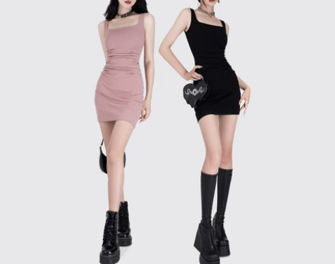 VOCK原创 一秒显瘦 纯欲辣妹方领藏肉弹...