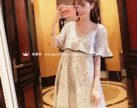 张静芝：精品 荷叶边领精致水溶黑白蕾丝小名...