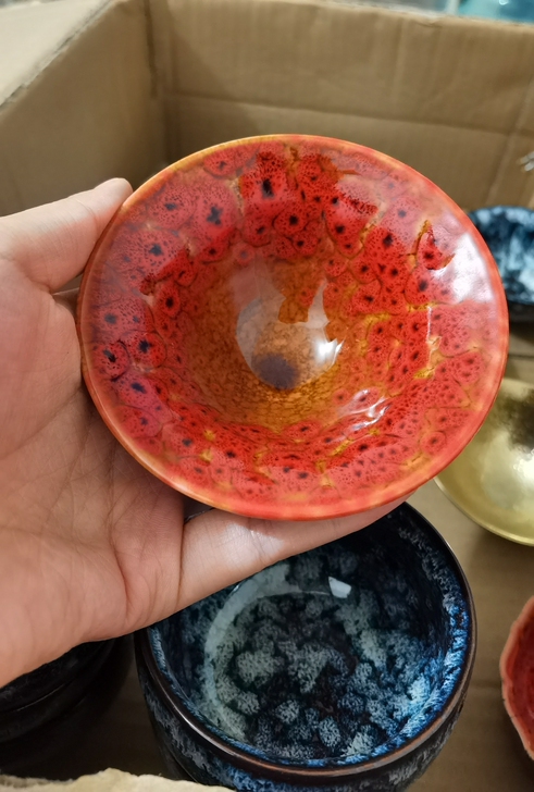 建阳建盏  大口径孔雀杯