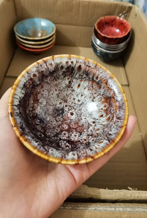 建阳～建盏  大口径孔雀杯