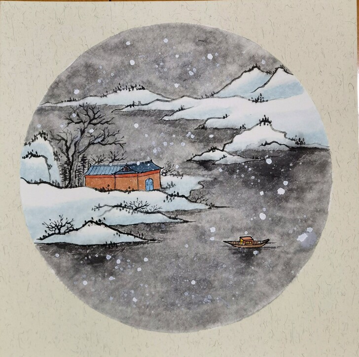雪夜寒山寺，38*38，