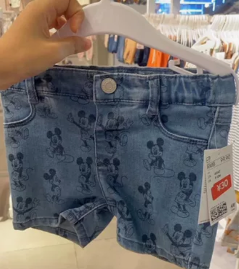 hm米奇牛仔短裤 80一件 90一件全新H...