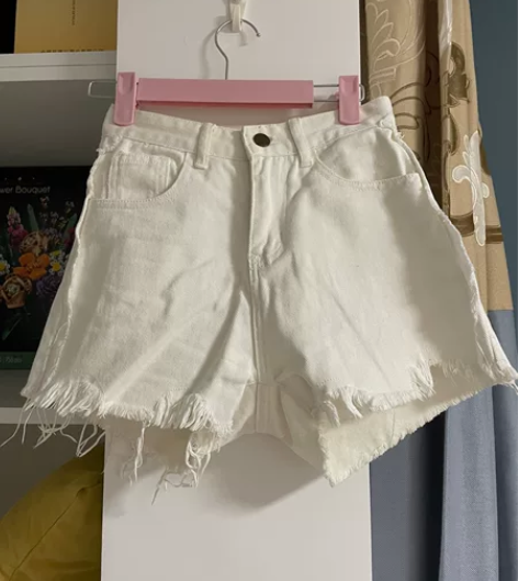 夏季高腰毛边牛仔短裤女装百搭A字裤休闲百搭...