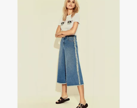 ?【包邮】NEW LOOK 阔腿七分牛仔裤...