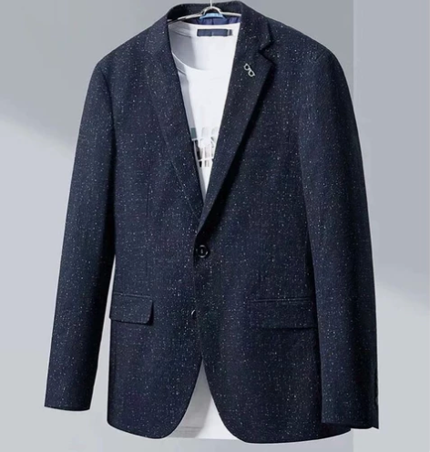 海澜家,春季新款男士时尚碎花修身平驳领单西...