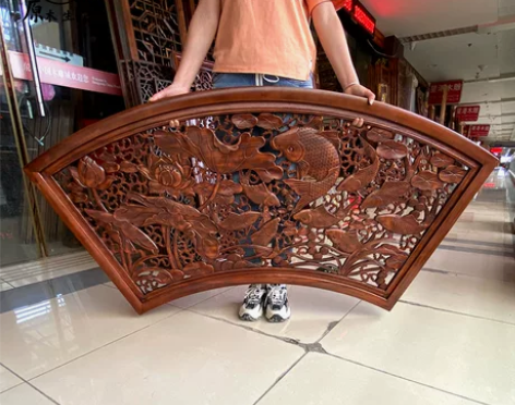 东阳木雕挂件实木雕刻玄关装饰香樟木壁挂新中...