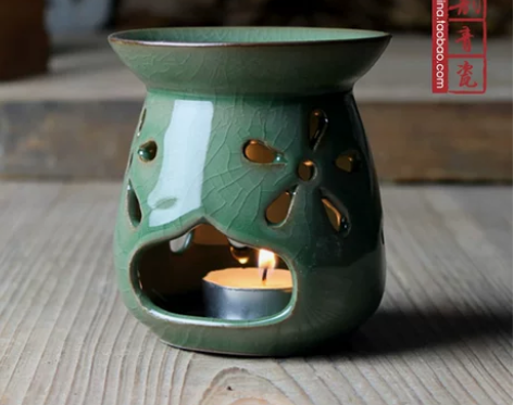 龙泉青瓷香炉 精品陶瓷精油香薰炉蜡烛 铁胎...