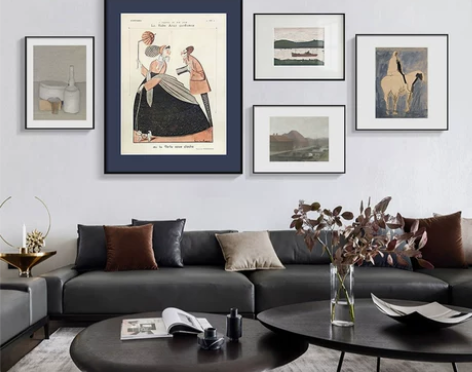 ?现代简约客厅多联装饰画北欧抽象复古小众轻...