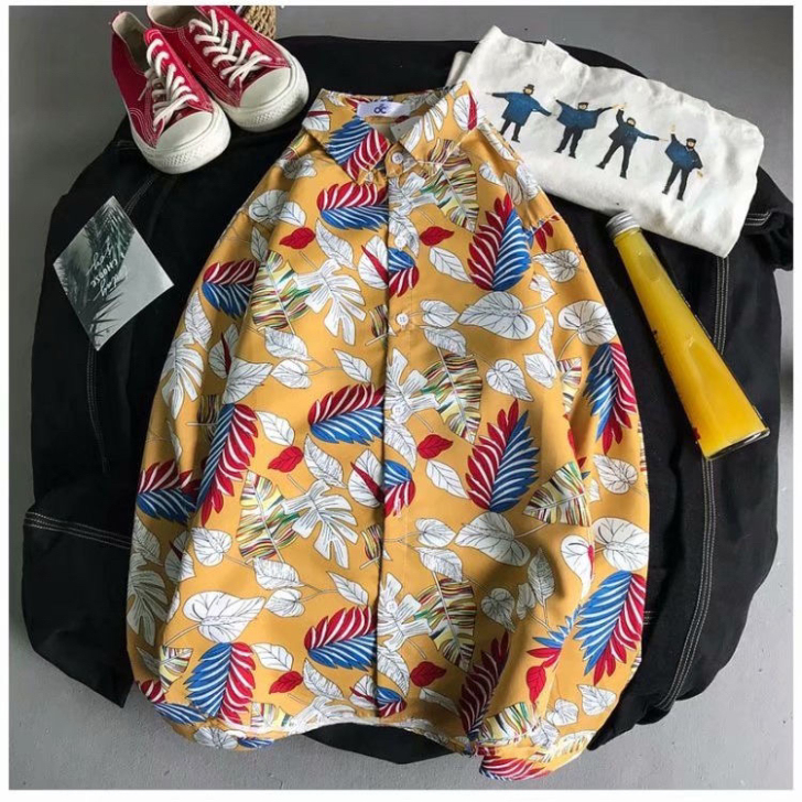 港风秋季情侣学生青少年韩版宽松男士衬衣