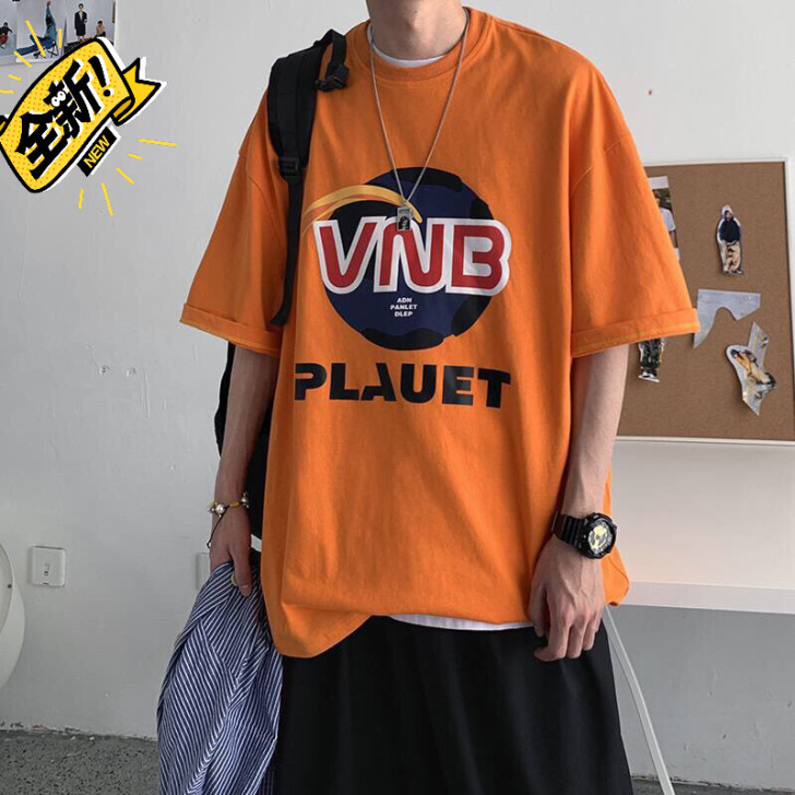 100%纯棉夏季港风t恤男潮流学生宽松百搭...