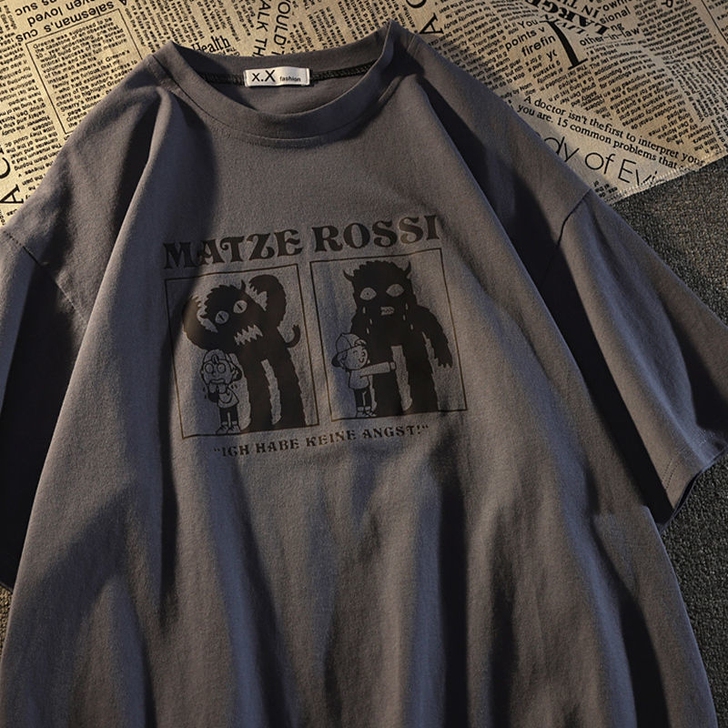 100%纯棉夏季印花短袖t恤男女韩版宽松潮...