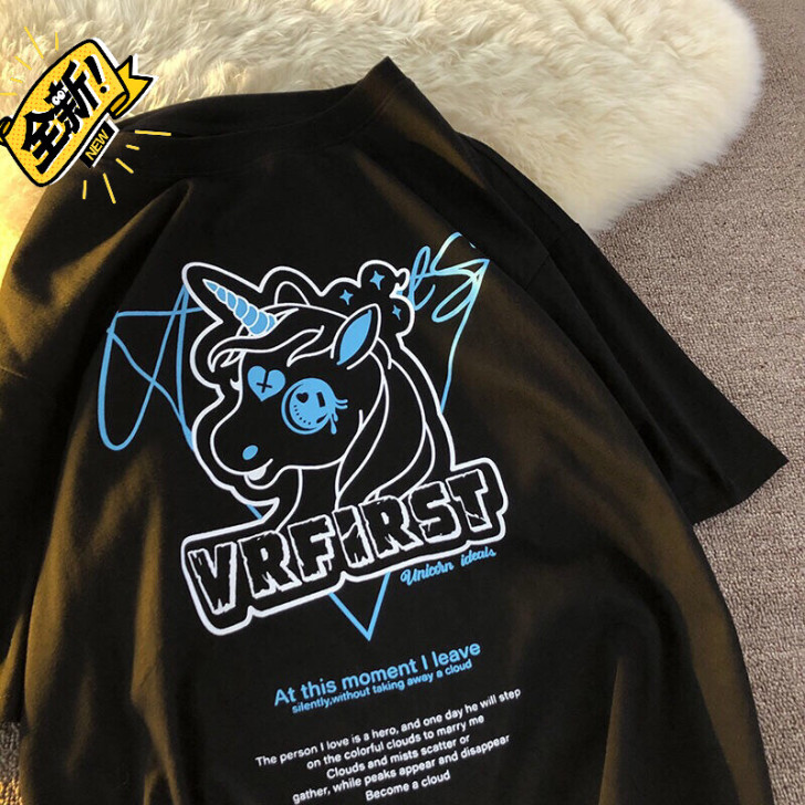 100%纯棉春夏季短袖t恤男潮牌宽松百搭体...