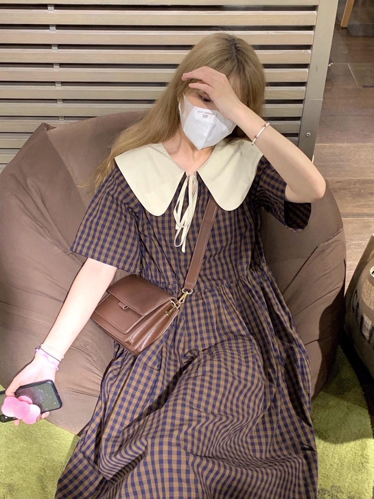 学院风娃娃领裙子,L码 感兴趣的话点##...