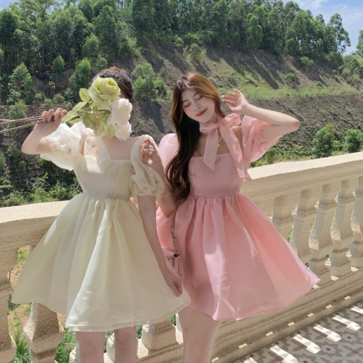 网纱泡泡袖公主裙